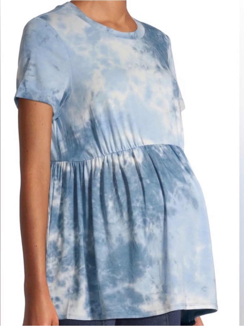 NWT Time and Tru Maternity Blue Tie Dye Short Sleeve Babydoll T-Shirt SZ S (4-6)